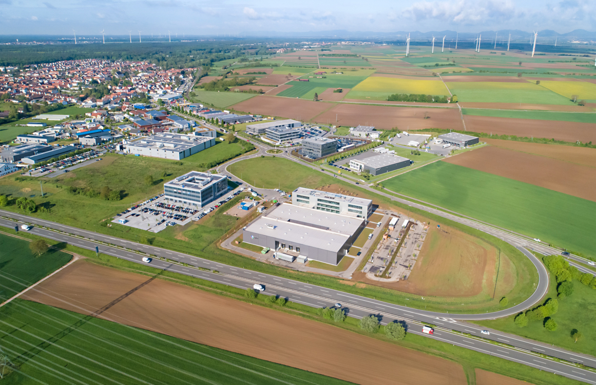 Ansicht eines Industriegebietes aus der Vogelperspektive