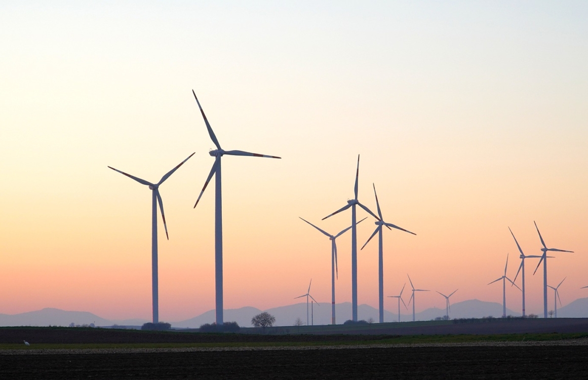 Windräder im Abendlicht